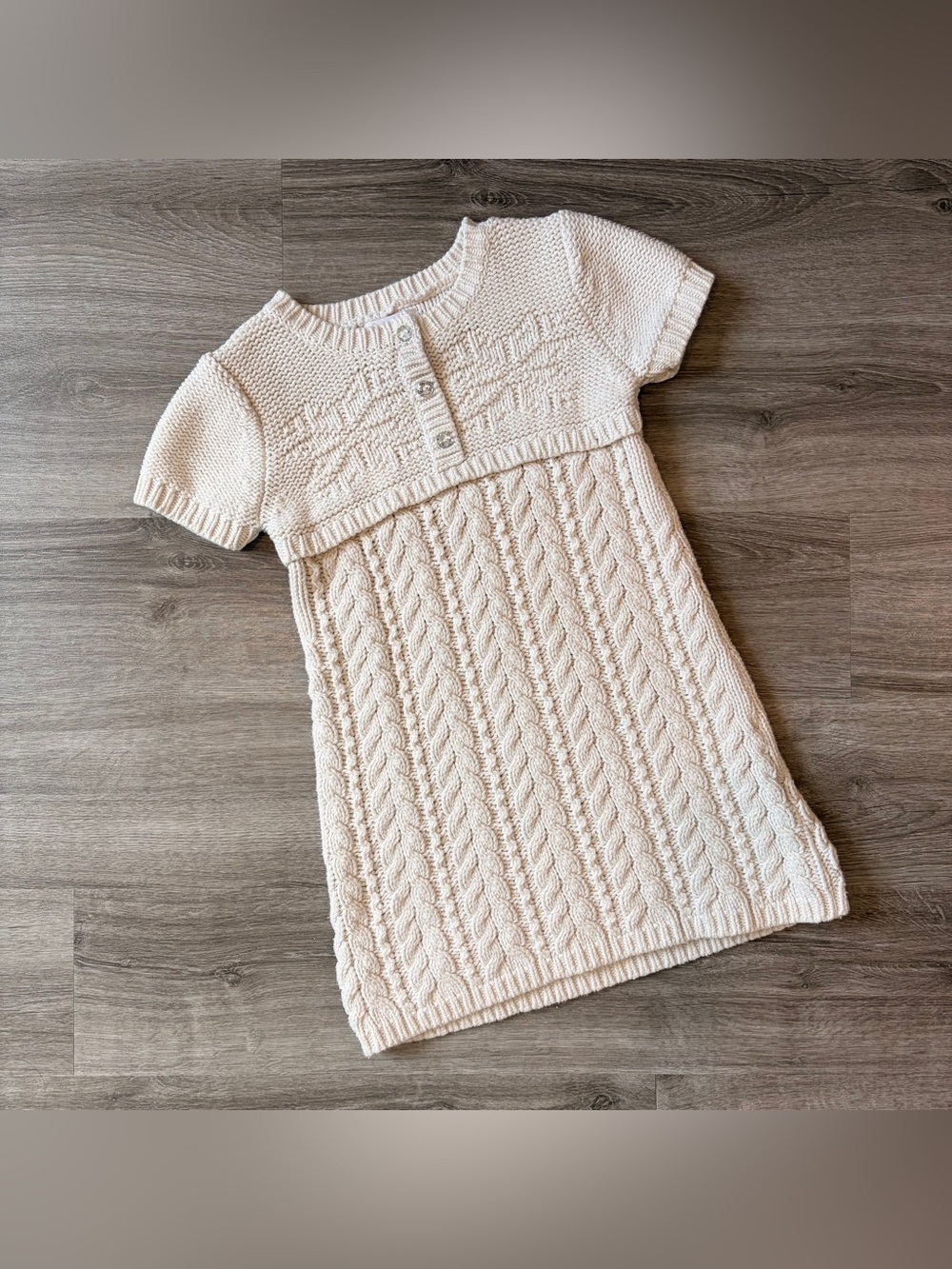 Chelsea's Corner little girls cream knit sweater dress